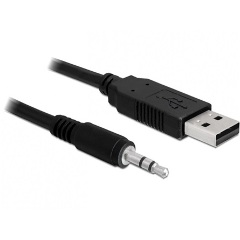 Delock USB-A 2.0 -> Serial-TTL 3,5 mm stereo jack M/M konverter 1.8m fekete 5V