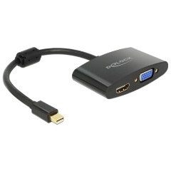 Delock Displayport mini -> HDMI VGA M/F adapter 0.15m fekete