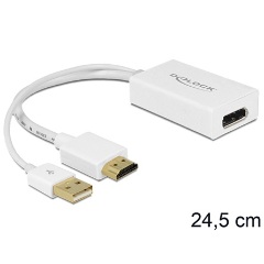 Delock HDMI -> Displayport M/F adapter 0.24m fehér +USB power