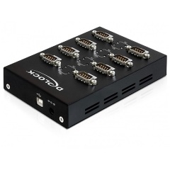 Delock USB-B 2.0 -> 8db Serial RS-232 F/M adapter fekete