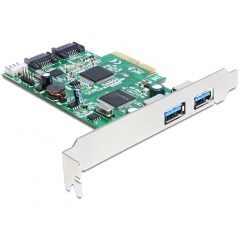 Delock PCI-E x4 - 2+2 portos SATA3 USB3.0 IO vezérlő