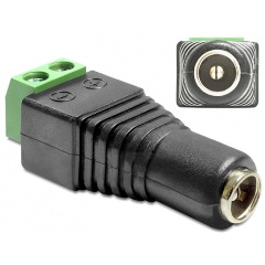 Delock DC 5,5x2,1mm -> Terminal block 2pin F/F adapter fekete