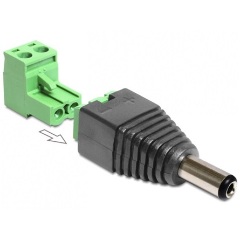 Delock DC 5,5x2,5mm -> Terminal block 2pin M/F adapter fekete