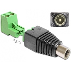 Delock DC 5,5x2,5mm -> Terminal block 2pin F/F adapter fekete