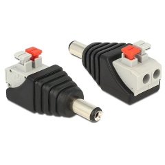 Delock DC 5,5x2,1mm -> Terminal block 2pin M/F adapter fekete