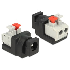 Delock DC 5,5x2,1mm -> Terminal block 2pin F/F adapter fekete