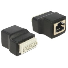 Delock RJ45 -> Terminal block 8pin F/F adapter fekete