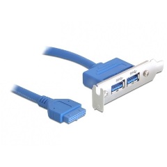 Delock USB-A 3.0 pinheader -> 2db USB-A 3.0 F/F hátlapi kivezetés 0.4m low profile