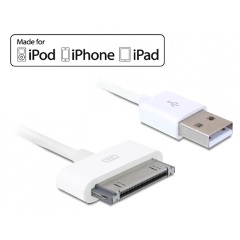 Delock USB-A 2.0 -> iPod/iPhone(3,4)/iPad 3Gen. M/M adatkábel 1.8m fehér