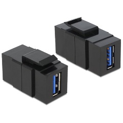 Delock USB-A 3.0 - USB-A 3.0 F/F keystone modul fekete