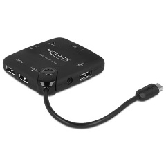 Delock USB OTG SD/Micro SD kártyaolvasó fekete + USB hub