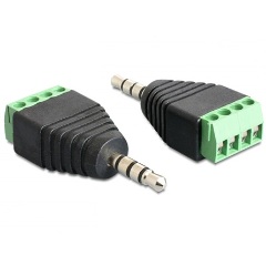 Delock Jack stereo 3,5mm (4pin) -> Terminal block 4pin M/F adapter fekete