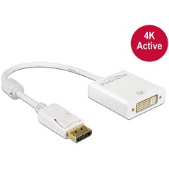 Delock DisplayPort 1.2 -> DVI-D M/F aktív adapter 0.2m fehér