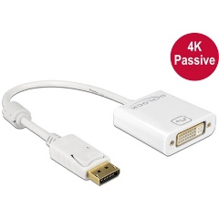 Delock DisplayPort 1.2 -> DVI-D M/F adapter 0.2m fehér 4K passzív