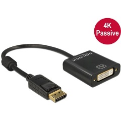 Delock Displayport 1.2 -> DVI-I M/F adapter 0.2m 4K passzív fekete