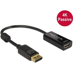 Delock Displayport 1.2 -> HDMI M/F adapter 0.2m 4K passzív fekete