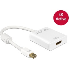 Delock Mini DisplayPort 1.2 -> HDMI M/F aktív adapter 0.2m fehér