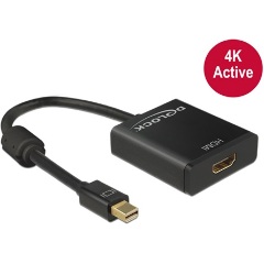 Delock Mini DisplayPort 1.2 -> HDMI M/F aktív adapter 0.2m fekete