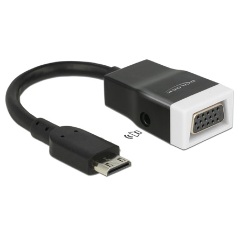 Delock HDMI mini C -> VGA Jack stereo 3,5mm M/F adapter 0.15m fekete