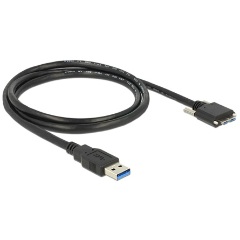 Delock USB-A 3.0 -> USB-B 3.0 micro M/M adatkábel 1m fekete rögzító csavarokkal