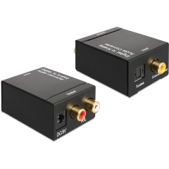 Delock Toslink Standard Coaxial -> 2 RCA D/A konverter fekete