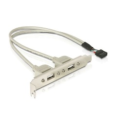 Delock USB-A Pinheader 9pin -> 2db USB-A 2.0 F/F hátlapi kivezetés 0.3m