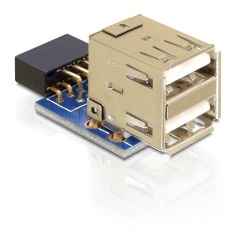 Delock USB-A Pinheader -> 2db USB-A 2.0 F/F adapter