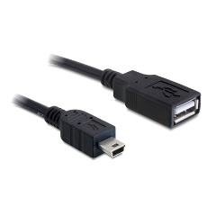 Delock USB-B 2.0 mini -> USB-A 2.0 M/F adatkábel 0.5m fekete