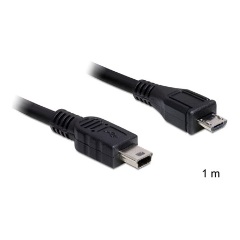 Delock USB-B 2.0 micro -> USB-B 2.0 mini 5pin M/M adatkábel 1m fekete