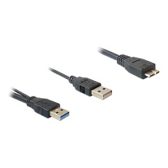 Delock USB-A 3.0 USB A power <-> USB-B 3.0 micro M/M adatkábel 0.6m fekete