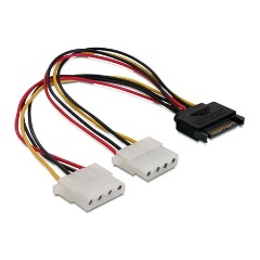 Delock SATA Power -> 2 Molex Power 4pin M/F adapter 0.2m