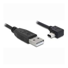 Delock USB-A 2.0 -> USB-B 2.0 mini 5pin M/M adatkábel 2m fekete 90°-os csatlakozó