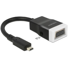 Delock HDMI micro D -> VGA Jack stereo 3,5mm M/F adapter 0.15m fekete