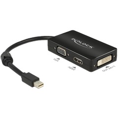 Delock Displayport mini -> VGA HDMI DVI-D M/F adapter 0.24m fekete