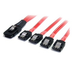 StarTech SAS mini SFF-8087 -> 4db SATA M/F adatkábel 0.5m piros