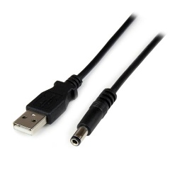 StarTech USB-A 2.0 -> DC 5,5 x 2,5mm M/M tápkábel 1m fekete