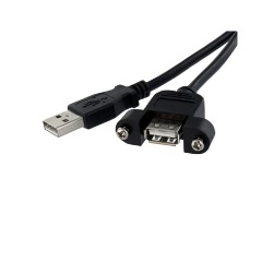 StarTech USB A M/F adatkábel 0.3m panel-mount fekete