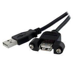 StarTech USB-A 2.0 -> M/F adatkábel 0.6m fekete panel-mount