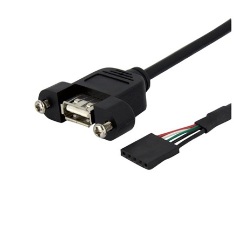 StarTech USB-A Pinheader 5pin -> USB-A 2.0 F/F adatkábel 0.9m fekete panel-mount