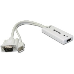 Sandberg VGA USB-A 2.0 -> HDMI M/F adapter 0.2m fehér +audio