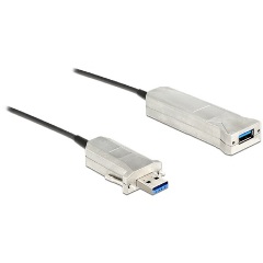 Delock USB-A 3.0 - USB-A 3.0 M/F adatkábel hosszabbító 50m fekete optikai kábeles hosszabbító