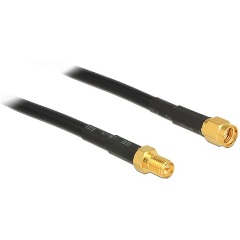 Delock RP-SMA M/F antenna kábel 1m CFD200 fekete