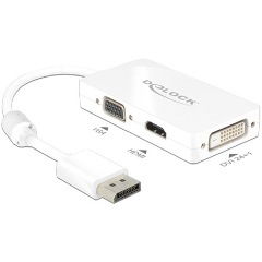 Delock Displayport -> VGA HDMI DVI-D M/F adapter passzív fehér