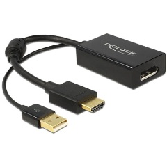 Delock HDMI -> Displayport 1.2 M/F adapter fekete