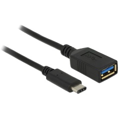 Delock USB-C -> USB-A 3.2 Gen 1 M/F adatkábel 0.15m fekete