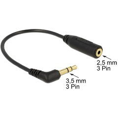 Delock Jack stereo 3,5mm -> Jack stereo 2,5mm M/F adapter 0.17m 90°/egyenes fekete