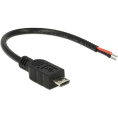 Delock USB-B 2.0 micro -> nyitott vezeték 2db M/M adatkábel 0.1m fekete Raspberry Pi