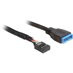 Delock USB-A Pinheader 9pin -> USB-A 3.0 pinheader F/M adatkábel 0.6m fekete