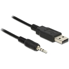 Delock USB-A 2.0 -> Jack stereo 2,5mm M/M adatkábel 1.8m fekete 5V