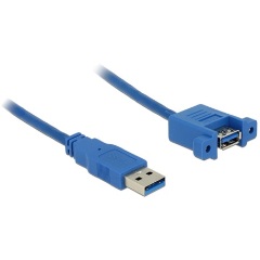 Delock USB-A 3.0 - USB-A 3.0 M/F adatkábel 1m kék panel-mount